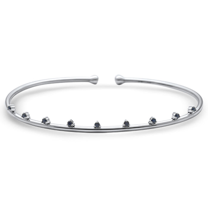 GEMSTONE CLOSEOUT! .20ct G SI 14K White Gold Blue Sapphire Gemstones Open Bangle Bracelet 56mm
