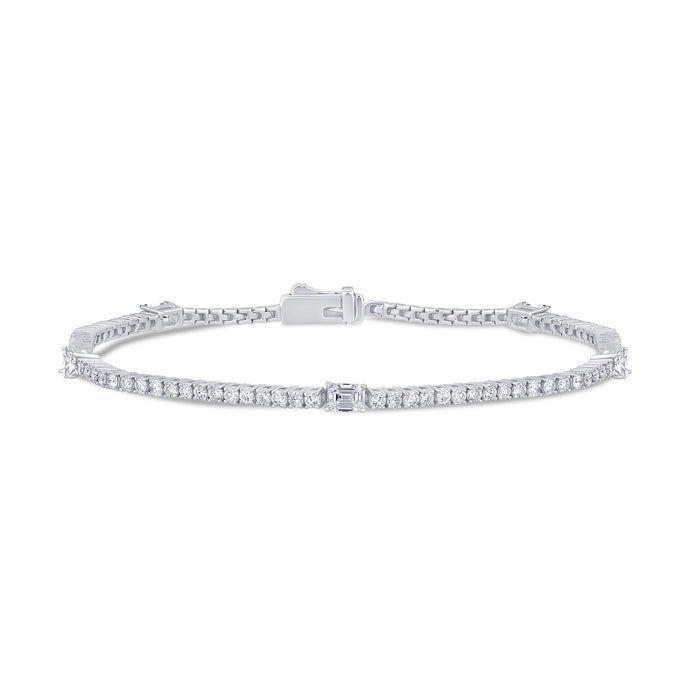 DIAMOND CLOSEOUT! 2.13ct G SI 14K White Gold Diamond & Emerald Cut Tennis Bracelet 7" Long