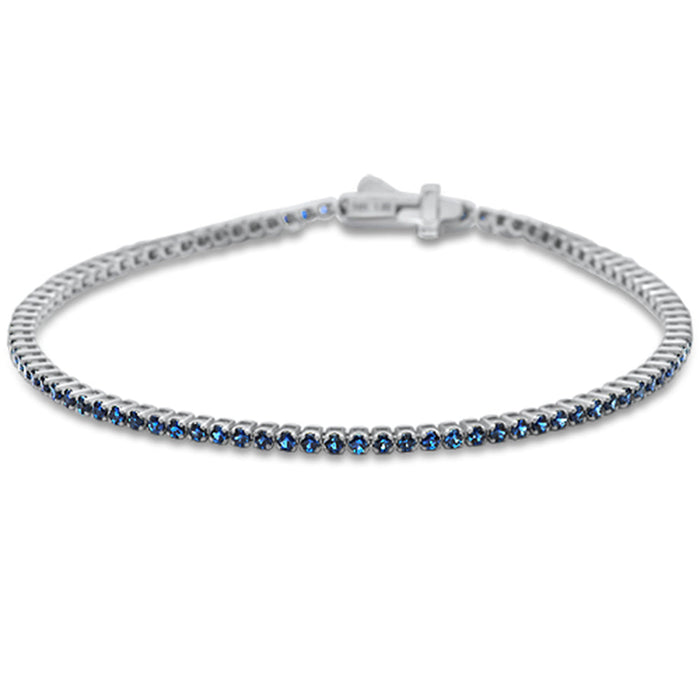 SPECIAL! 3.56ct G SI 14K White Gold Natural Blue Sapphire Tennis Bracelet 7"