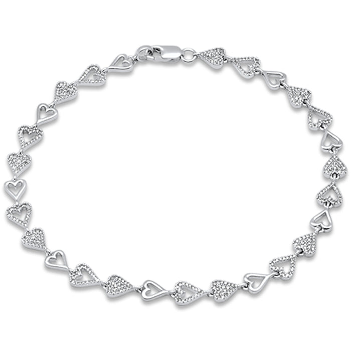 DIAMOND CLOSEOUT! .62ct G SI 14K White Gold Diamond Heart Shaped Bracelet 8" Long