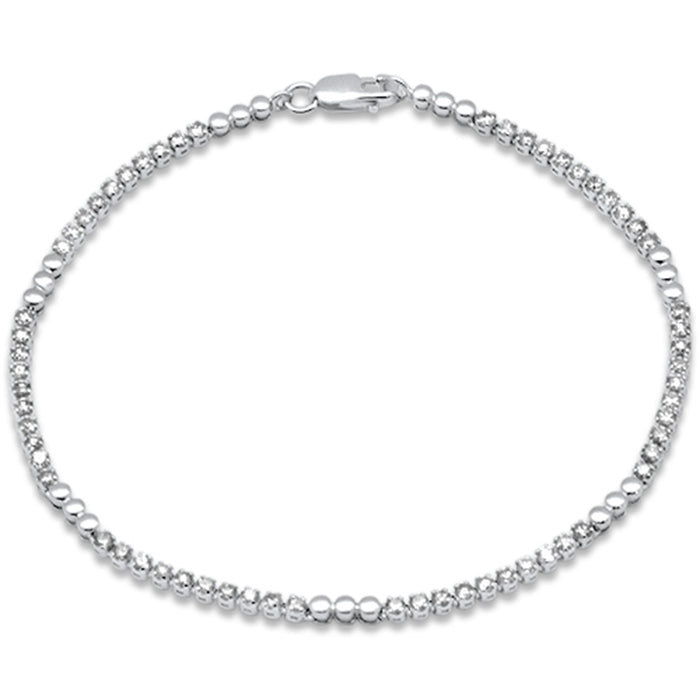 DIAMOND CLOSEOUT! 1.50ct G SI 14K White Gold Round Diamond Beaded Tennis Bracelet 7" Long