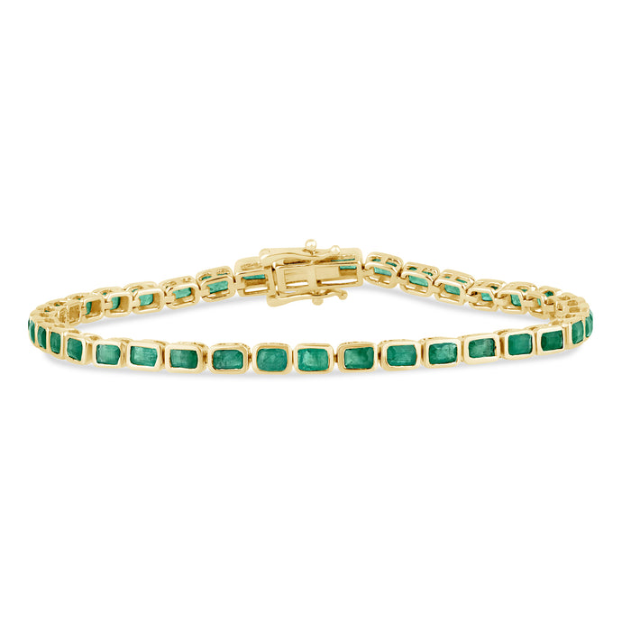 SPECIAL! 5.61ct G SI 14K Yellow Gold Natural Emerald Gemstones Bracelet 7" Long