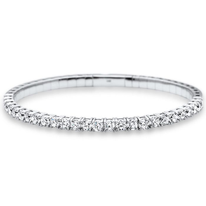 SPECIAL!3.39ct 14K White Gold Round Diamond Flexible Bangle Bracelet