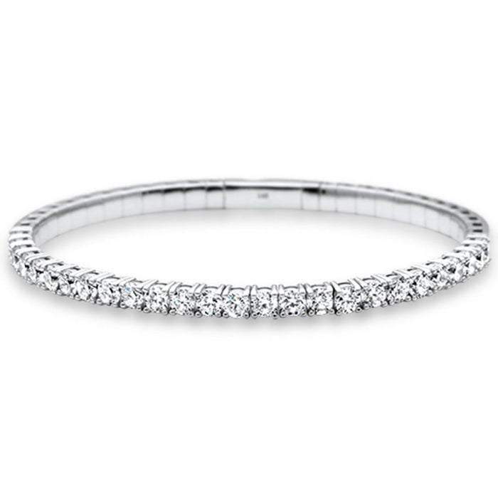 DIAMOND CLOSEOUT! 2.68ct 14K White Gold Round Diamond Flexible Bangle Bracelet