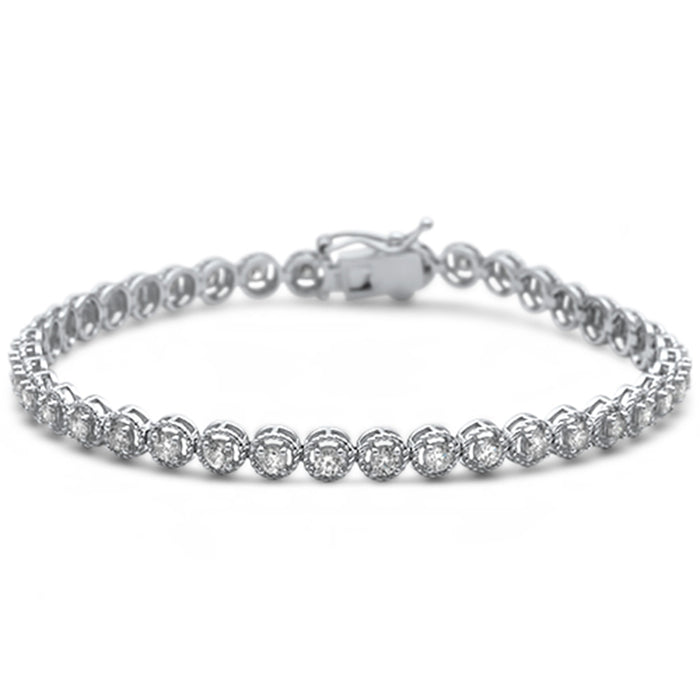 DIAMOND CLOSEOUT! 2.04ct G SI 14K White Gold Round Diamond Halo Style Tennis Bracelet 7" Long
