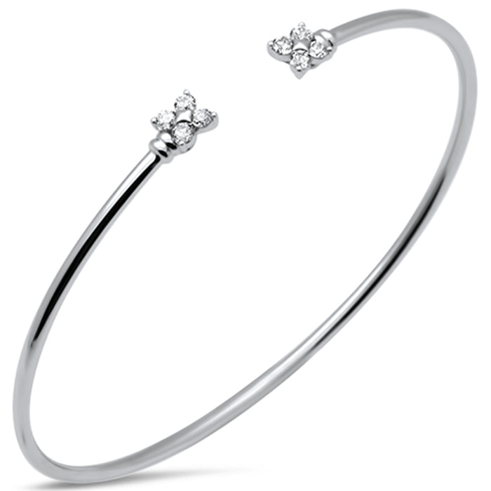 SPECIAL! .40ct G SI 14K White Gold Diamond Flexible Flower Open Bangle Bracelet