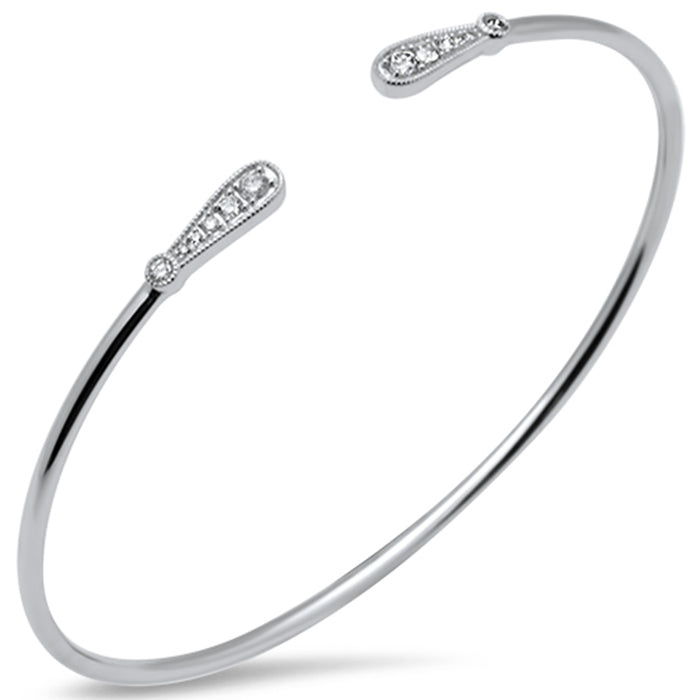 SPECIAL! .26ct G SI 14K White Gold Diamond Flexible Open Bangle Bracelet