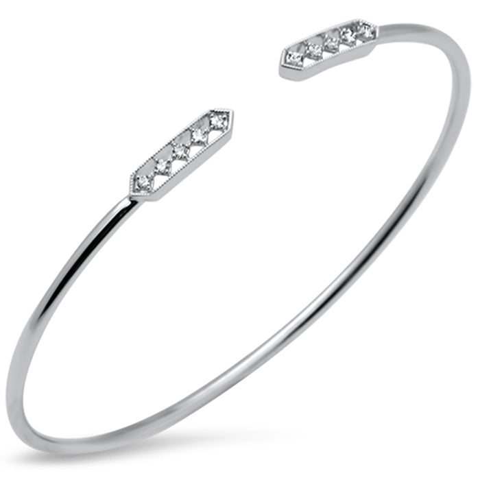 SPECIAL! .17ct G SI 14K White Gold Diamond Flexible Open Bangle Bracelet