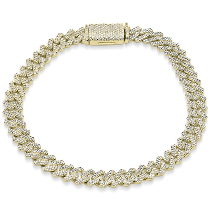 SPECIAL! 6MM 1.81ct G SI 14K Yellow Gold Round Diamond Square Cuban Bracelet 8" Long