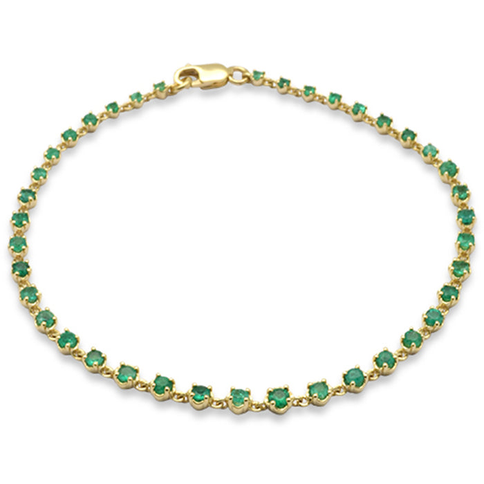 SPECIAL!1.48ct G SI 14K Yellow Gold Natural Emerald Gemstones Bracelet 7.25" Long