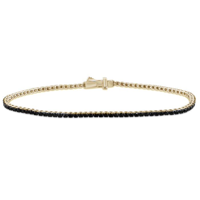 SPECIAL!1.82ct G SI 14K Yellow Gold Black Diamonds Tennis Bracelet 7" long
