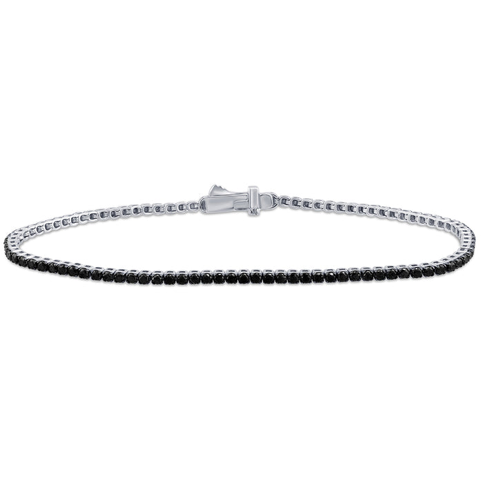 SPECIAL!1.83ct G SI 14K White Gold Black Diamonds Tennis Bracelet 7" long