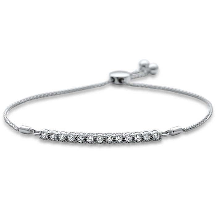 SPECIAL!.39ct G SI 14K White Gold Diamond Adjustable Bola Bracelet 7" Long Adjustable