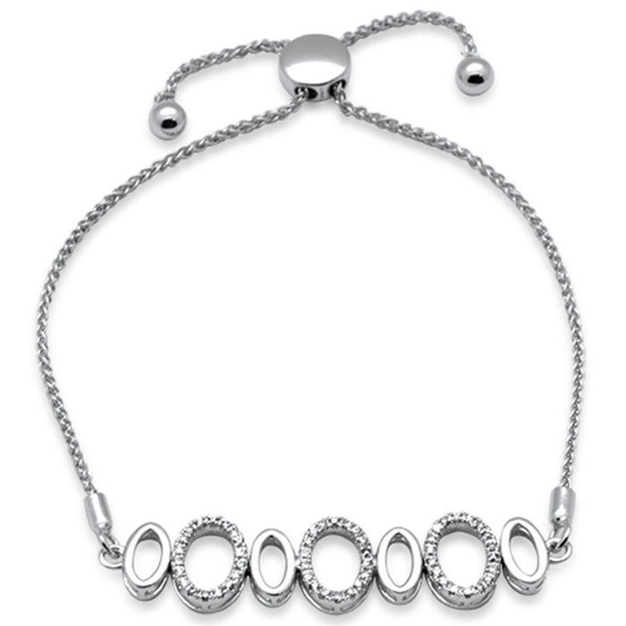 SPECIAL!.24ct G SI 14K White Gold Diamond Adjustable Bola Bracelet 7.25" Long Adjustable