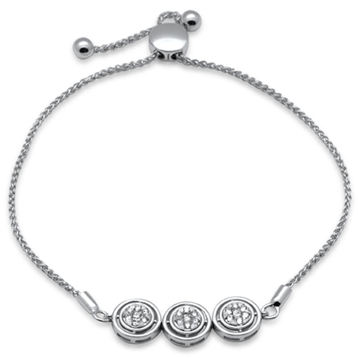 SPECIAL!.25ct G SI 14K White Gold Diamond Round Shape Adjustable Bola Bracelet 7.25" Long Adjustable