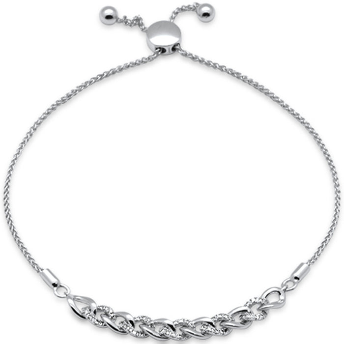 SPECIAL!.16ct G SI 14K White Gold Diamond Adjustable Bola Bracelet 7.25" Long Adjustable