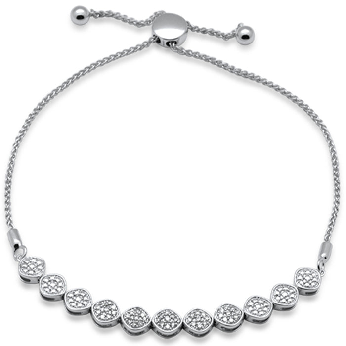 SPECIAL!.24ct G SI 14K White Gold Diamond Adjustable Bola Bracelet 7.25" Long Adjustable