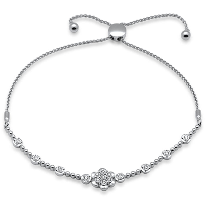 SPECIAL!.20ct G SI 14K White Gold Diamond Adjustable Bola Bracelet 7.25" Long Adjustable