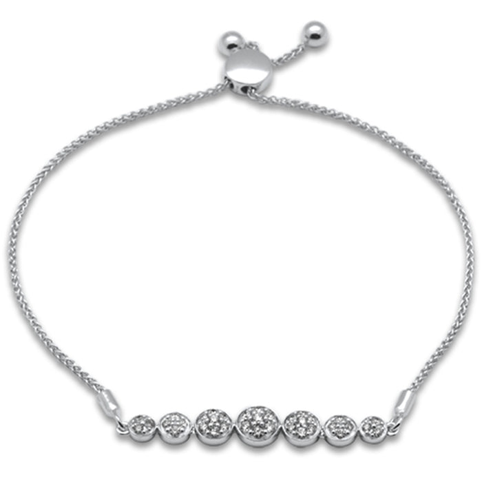 SPECIAL!.47ct G SI 14K White Gold Diamond Round Shape Adjustable Bola Bracelet 7" Long Adjustable