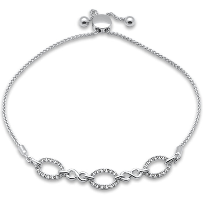 SPECIAL!.19ct G SI 14K White Gold Diamond Adjustable Bola Bracelet 7.25" Long Adjustable