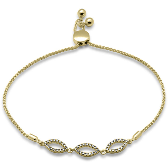 SPECIAL!.23ct G SI 14K Yellow Gold Diamond Adjustable Bola Bracelet 7.25" Long Adjustable