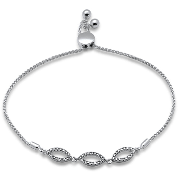 SPECIAL!.23ct G SI 14K White Gold Diamond Adjustable Bola Bracelet 7.25" Long Adjustable