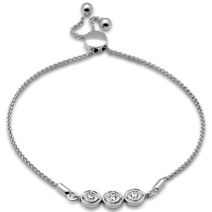 SPECIAL!.12ct G SI 14K White Gold Diamond Adjustable Bola Bracelet 7.25" Long Adjustable