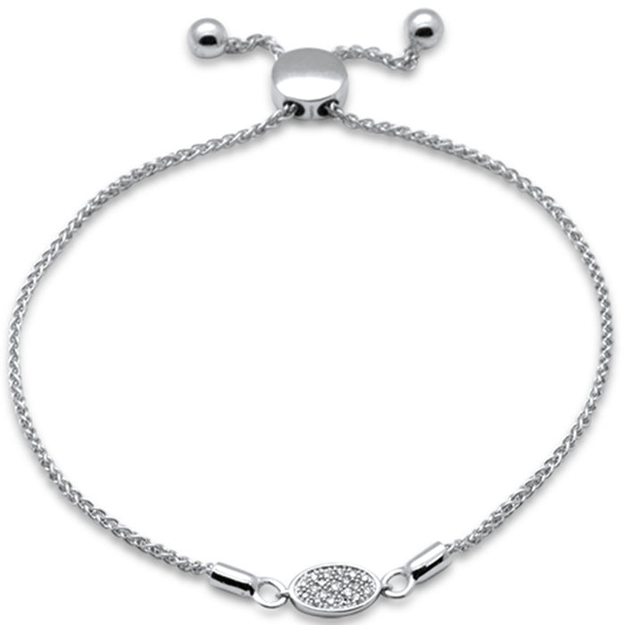 SPECIAL!.06ct G SI 14K White Gold Diamond Adjustable Bola Bracelet 7" Long Adjustable