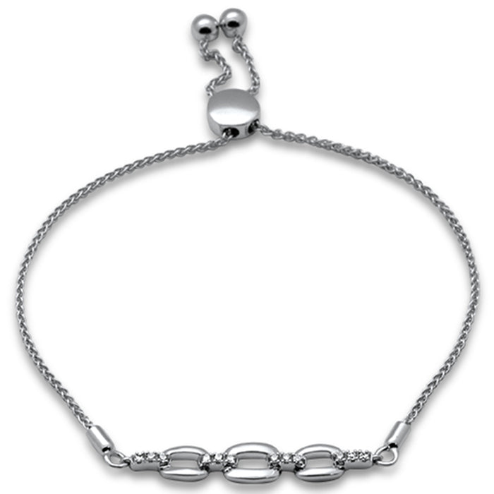 SPECIAL!.13ct G SI 14K White Gold Diamond Adjustable Bola Bracelet 7.25" Long Adjustable