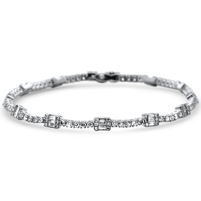 SPECIAL!2.49ct G SI 14K White Gold Diamond Round & Baguette Tennis Bracelet 7" Long