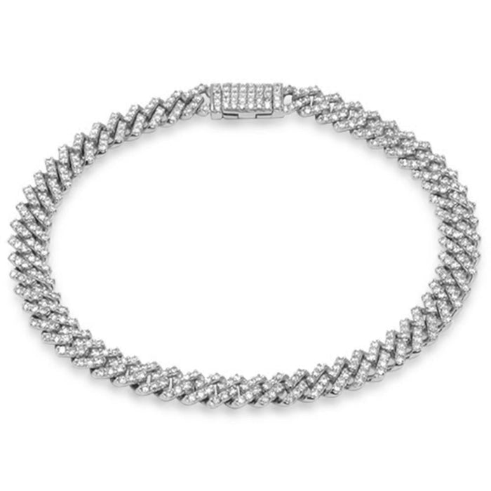 SPECIAL!5mm 1.81ct G SI 14K White Gold Diamond Micro Pave Cuban Square Link Bracelet 7"