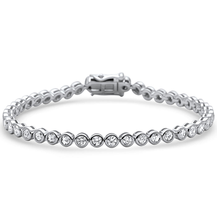 SPECIAL!2.99ct G SI 14K White Gold Round Diamond Bezel Bracelet 7" Long