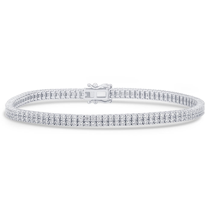 SPECIAL!2.07ct G SI 14K White Gold Diamond Double Tennis Bracelet 7" Long