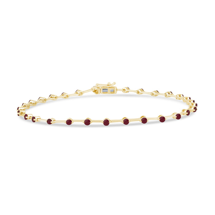 SPECIAL!1.55ct G SI 14K Yellow Gold Diamond & Ruby Gemstones Bracelet 8" Long