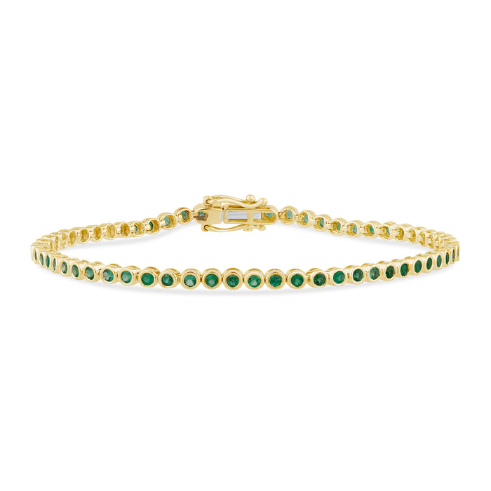 SPECIAL! 1.58ct G SI 14K Yellow Gold Emerald Gemstones Bracelet 7" Long
