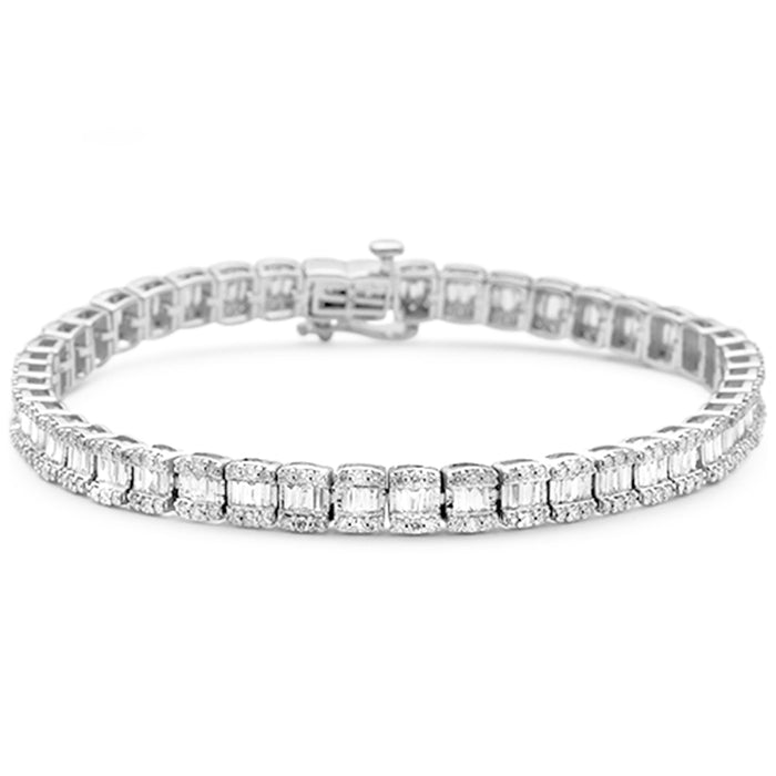 SPECIAL! 1.89ct G SI 14K White Gold Round & Baguette Diamond Bracelet 7"