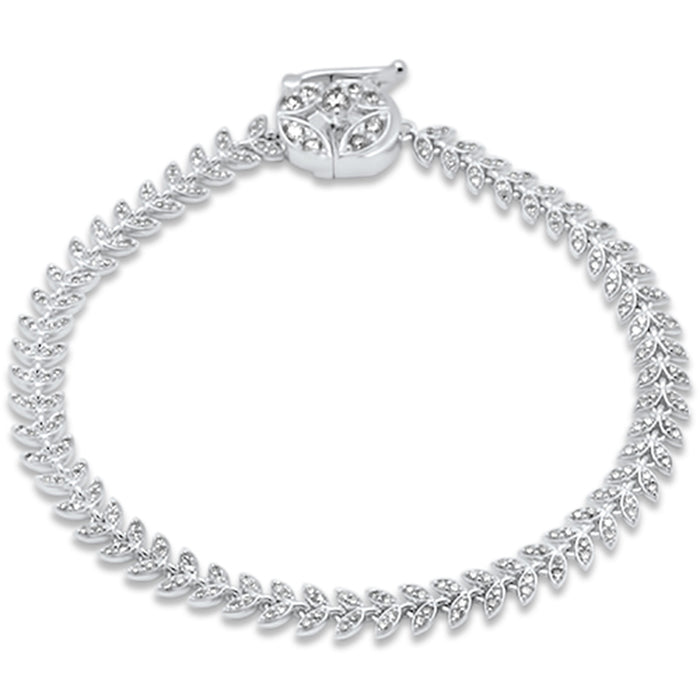 SPECIAL! 1.44ct G SI 14K White Gold Diamond Leaf Style Bracelet 7" Long