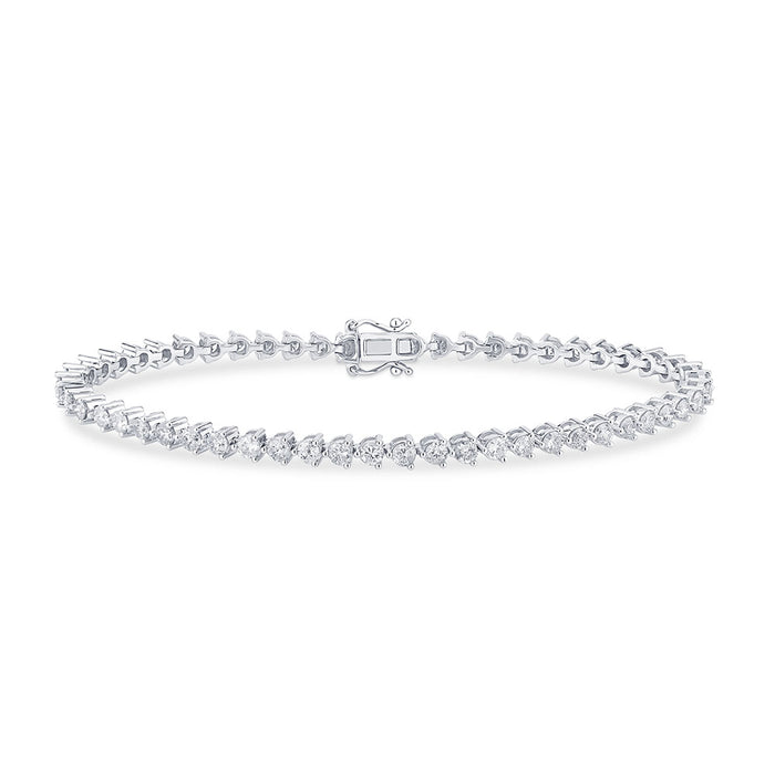 SPECIAL! 2.97ct G SI 14K White Gold Diamond 3-Prong Tennis Bracelet 7" Long