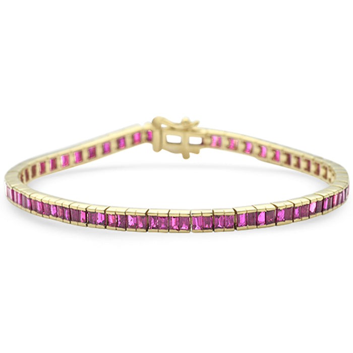 SPECIAL! 5.66ct G SI 14K Yellow Gold Ruby Gemstones Bracelet 7" Long