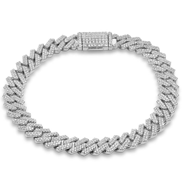 SPECIAL!7MM 2.15ct G SI 14K White Gold Diamond Square Cuban Bracelet 8" Long