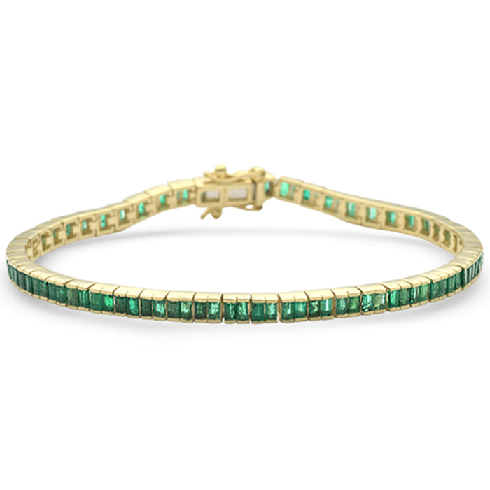 SPECIAL! 3.84ct G SI 14K Yellow Gold Emerald Gemstones Bracelet 7" Long