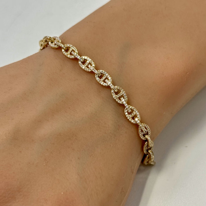 SPECIAL! 1.12ct G SI 14K Yellow Gold Diamond Link Bracelet 7.5" Long