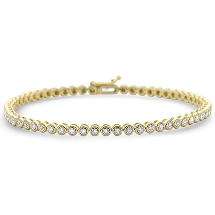 SPECIAL! .53ct G SI 14K Yellow Gold Diamond Bezel Set Tennis Bracelet 7.25" Long