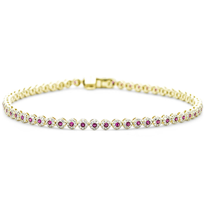 SPECIAL! 1.95ct G SI 14K Yellow Gold Diamond & Ruby Gemstone Bracelet 7.25" Long