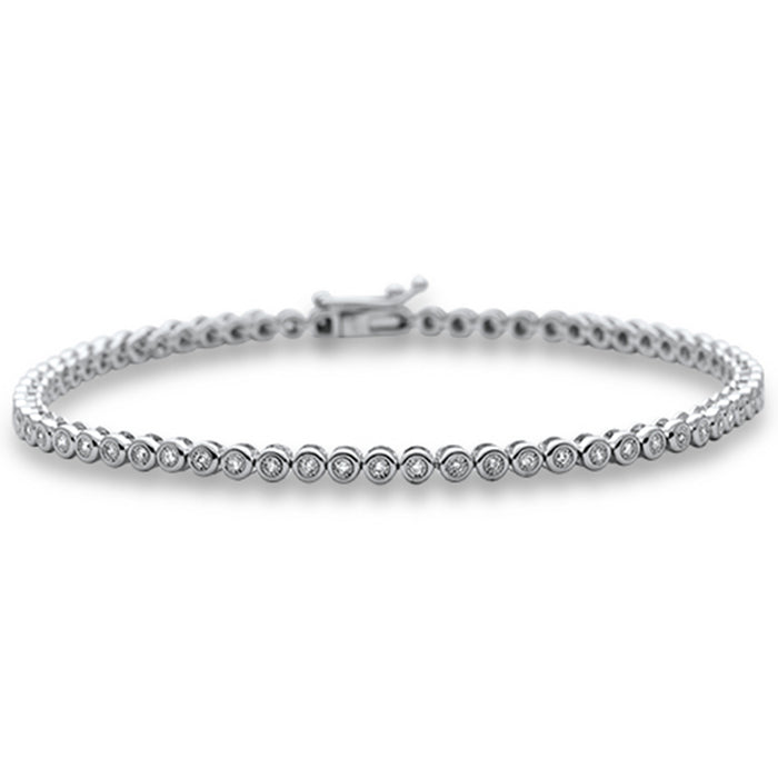 SPECIAL! .32ct G SI 14K White Gold Diamond Bezel Set Tennis Bracelet 7" Long