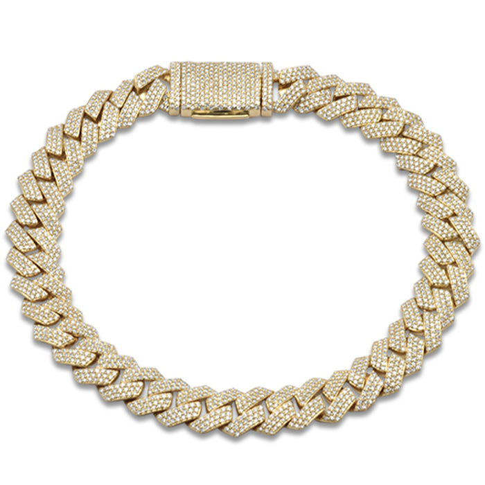 SPECIAL! 9MM 2.93ct G SI 14K Yellow Gold Diamond Square Cuban Bracelet 8" Long