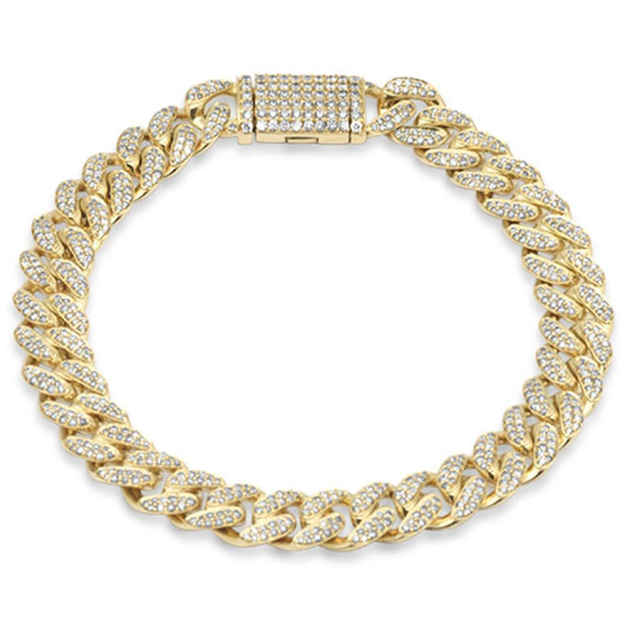 SPECIAL!9MM 2.56ct G SI 14K Yellow Gold Diamond Round Cuban Bracelet 8"