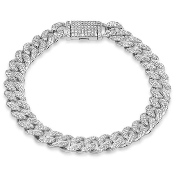 SPECIAL!9MM 2.28ct G SI 10K White Gold Diamond Round Cuban Bracelet 8"