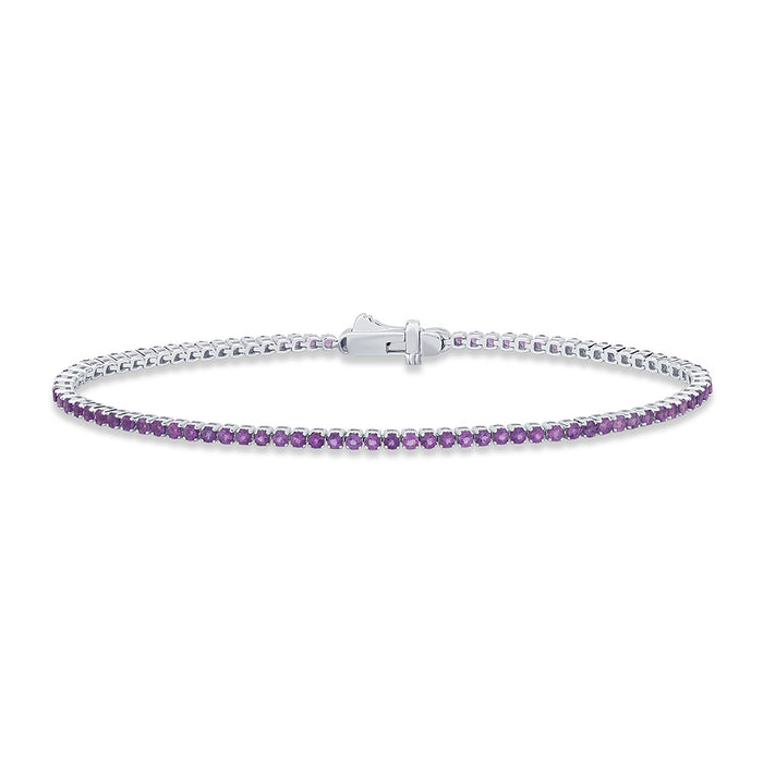 SPECIAL! 1.98ct G SI 14K White Gold Amethyst Gemstone Tennis Bracelet 7" Long