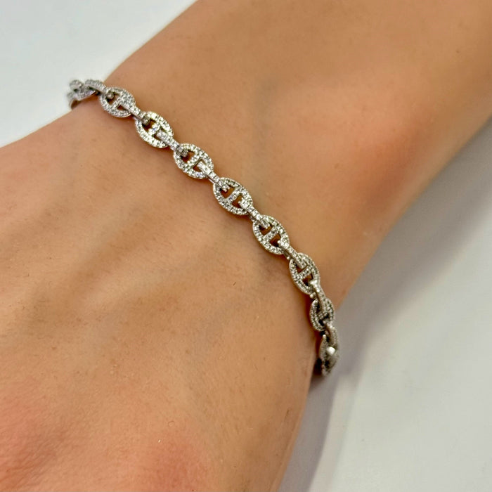 SPECIAL! 1.16ct G SI 14K White Gold Diamond Link Bracelet 8.5" Long